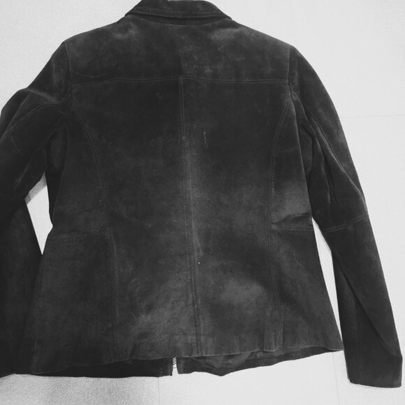 Liz Claiborne Black Suede Coat Size Large - Picture 4 of 9